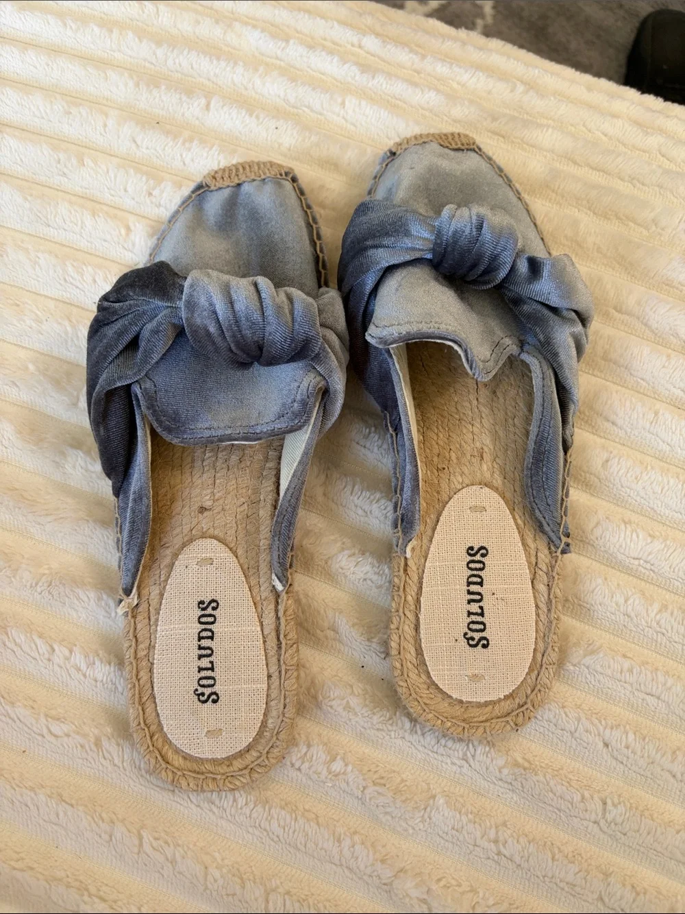 Soludos Blue Knot Espadrille Slip-On Slides-New
